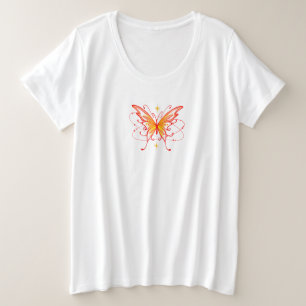 Red line drawing butterfly pattern design plus size T-Shirt