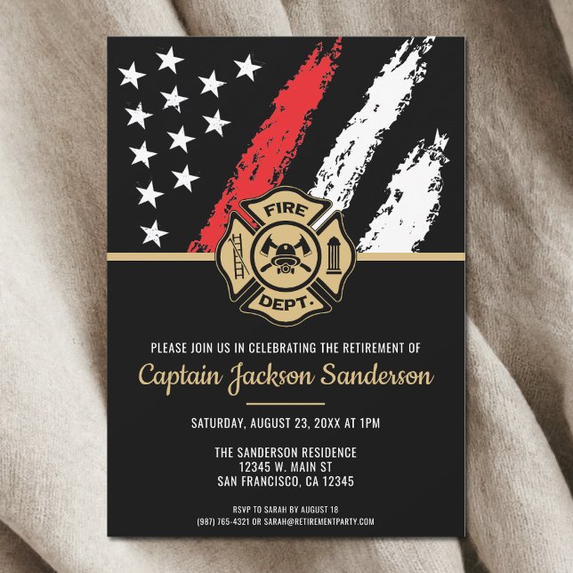 Red Line Fire Department Firefighter Retirement Invitation (Red Line Fire Department Firefighter Retirement Invitation)