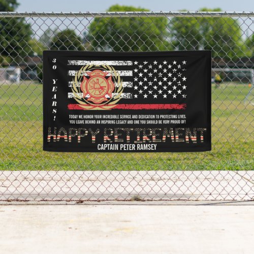 Red Line Flag  Fire Department Retirement Banner