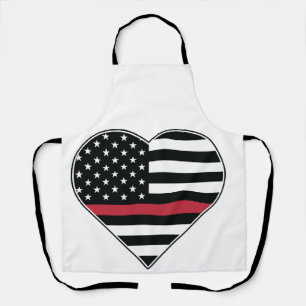 Red Line Flag Heart Apron