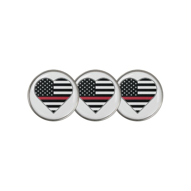 Red Line Flag Heart Golf Ball Marker (3 Up)