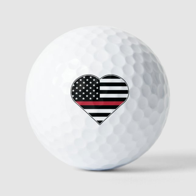 Red Line Flag Heart Golf Balls (Front)