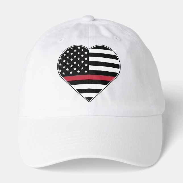 Red Line Flag Heart Hat (Front)