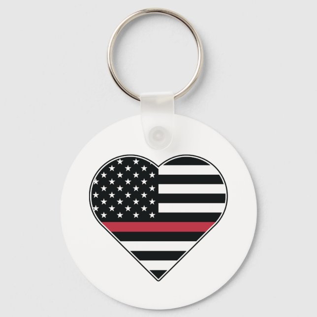 Red Line Flag Heart Keychain (Front)