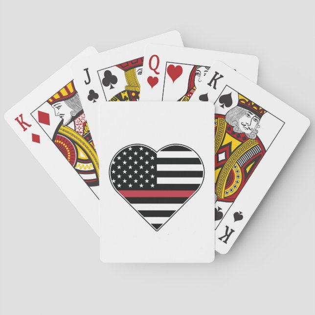Red Line Flag Heart Poker Cards (Back)
