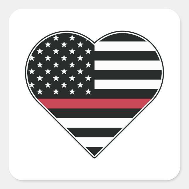 Red Line Flag Heart Square Sticker (Front)