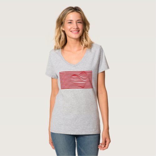 red line graphic heart t_shirts