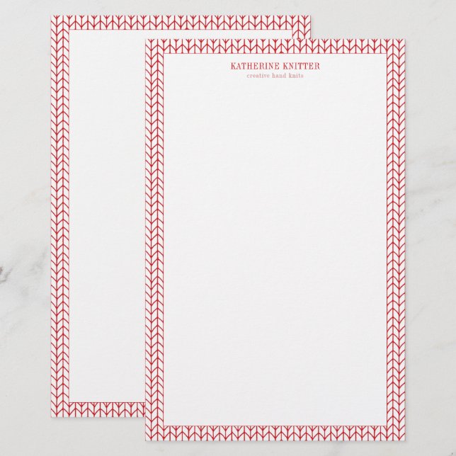 RED LINE KNIT 5.5x8.5 Business Stationery (Front/Back)