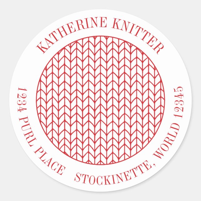 RED LINE KNIT Large Round Address Seals  (Front)