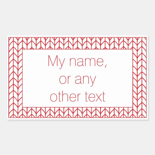 RED LINE KNIT Rectangle Stickers + Text  (Front)