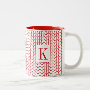 RED LINE KNIT Red Two-Tone Mug + Initial