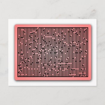 Red Line Maze Postcard by inkles at Zazzle