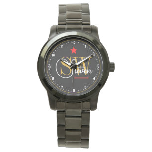 Red Line - Monogrammed Name, black & Signature Watch