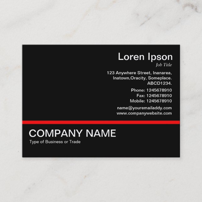 Red Line v2 - Black Business Card (Front)