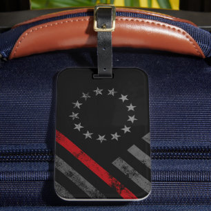 Red Line Vintage American Flag Luggage Tag