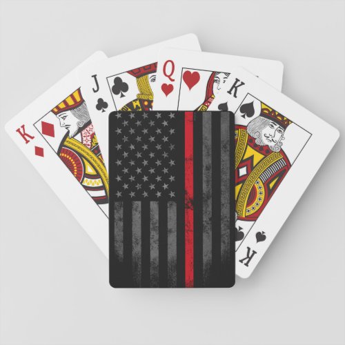 Red Line Vintage American Flag Playing Cards