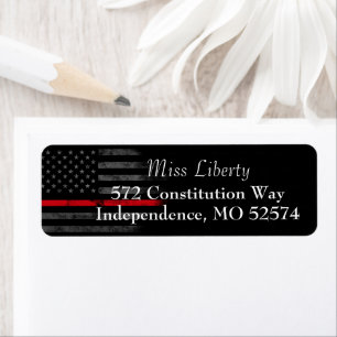 RED LINE Vintage American Flag return Label
