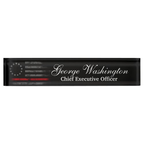 Red Line Vintage Betsy Ross American Flag Desk Name Plate
