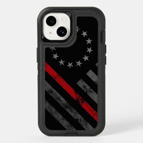 Red Line Vintage Betsy Ross American Flag OtterBox iPhone 14 Case