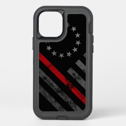 Red Line Vintage Betsy Ross American Flag OtterBox Defender iPhone 12 Case