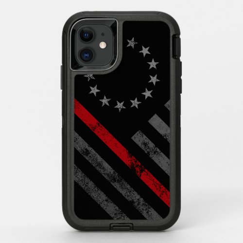 Red Line Vintage Betsy Ross American Flag OtterBox Defender iPhone 11 Case