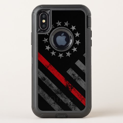 Red Line Vintage Betsy Ross American Flag OtterBox Defender iPhone X Case