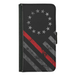 Red Line Vintage Betsy Ross American Flag Samsung Galaxy S5 Wallet Case