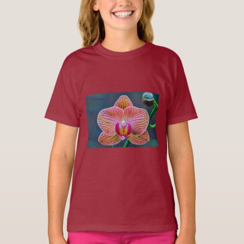 red line yellow moon orchid ornaments plant T_Shirt