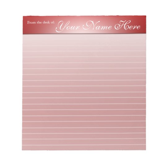 Red Lined Personalized Notepad