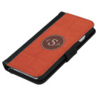 Red Linen Custom Monogram Iphone 6 Wallet Case