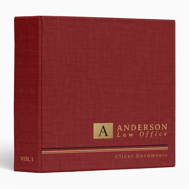 Red Linen Law Office Binder (Front/Spine)