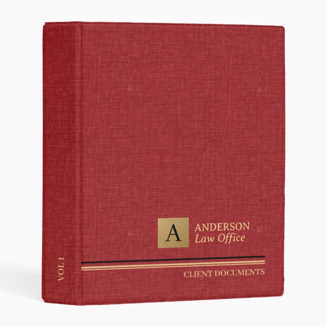 Red Linen Law Office Binder (Front/Spine)