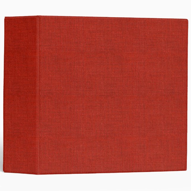 Red Linen Texture Blank Fabric Clean 3 Ring Binder (Front/Spine)