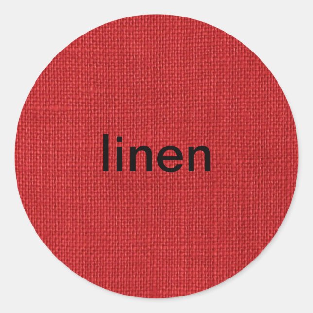 Red Linen Texture Photo Classic Round Sticker (Front)