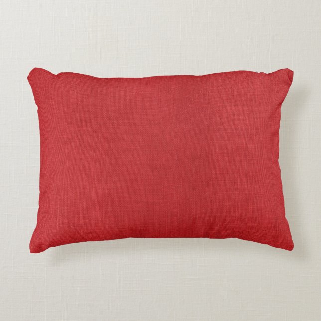 Red Linen Texture Photo Decorative Pillow (Front)