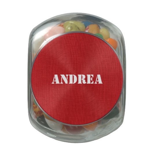 Red Linen Texture Photo Glass Jar (Top)