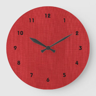 Red Linen Texture Photo Large Clock