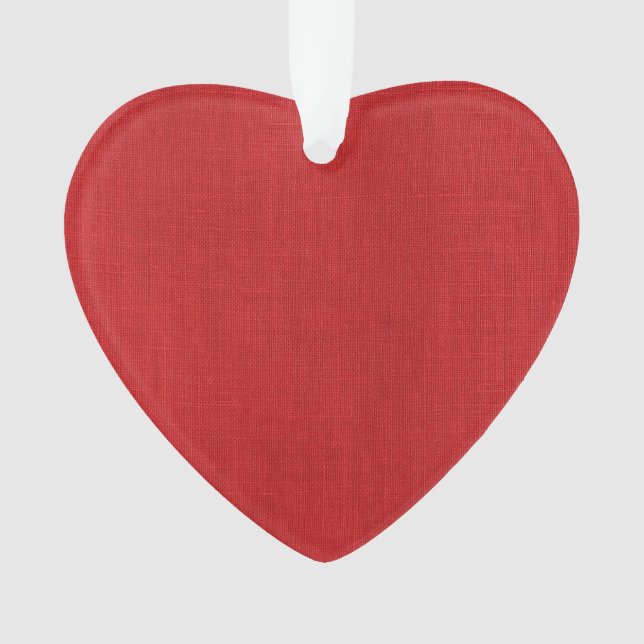 Red Linen Texture Photo Ornament (Front)