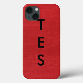 Red Linen Texture Photo with Monogram iPhone 13 Case