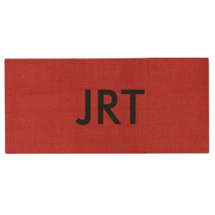 Red Linen Texture Photo with Monogram Wood USB Flash Drive