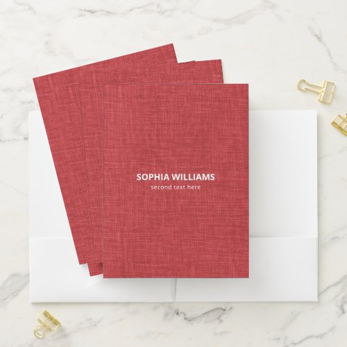 Red Linen Texture Pocket Folder
