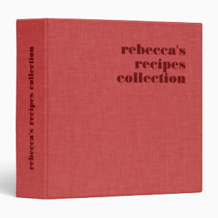 Red Linen Texture Retro Dark Brown Typography 3 Ring Binder