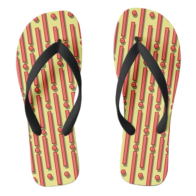 Red Lines and Dots Flip Flops (Footbed)
