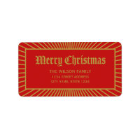 Red Lines Decorative Merry Christmas Address Label