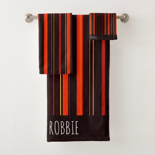 Red lines vertical different shade Minimal Pattern Bath Towel Set