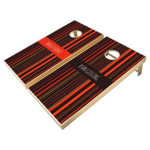 Red lines vertical different shade Minimal Pattern Cornhole Set