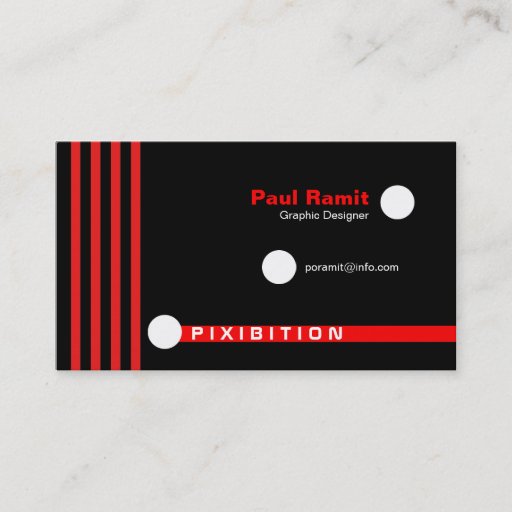 Customizable Red Lines White Dots Retro Business Card