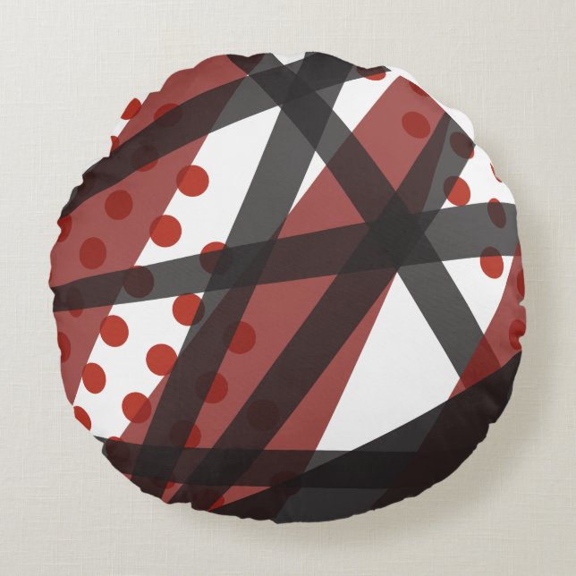 Red Lines with Dots Throw Pillow (Front)