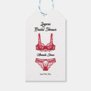 Red Lingerie Bridal Shower Gift Tags