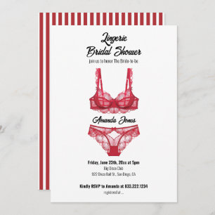 Red Lingerie Bridal Shower Invitation